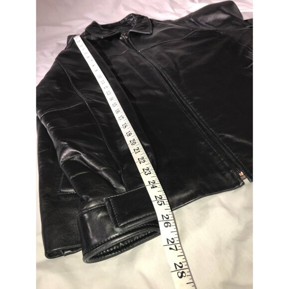 Jhane Barnes Men's Soft Black Leather Full Zip Jacket Coat - Picture 10 of 10